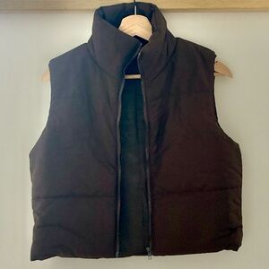 Chocolate Brown Cropped Puffer Vest